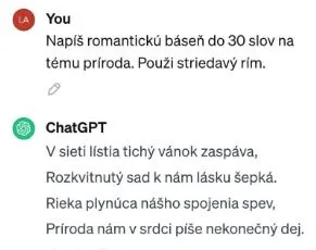 Báseň – výzva a výsledok ChatGPT